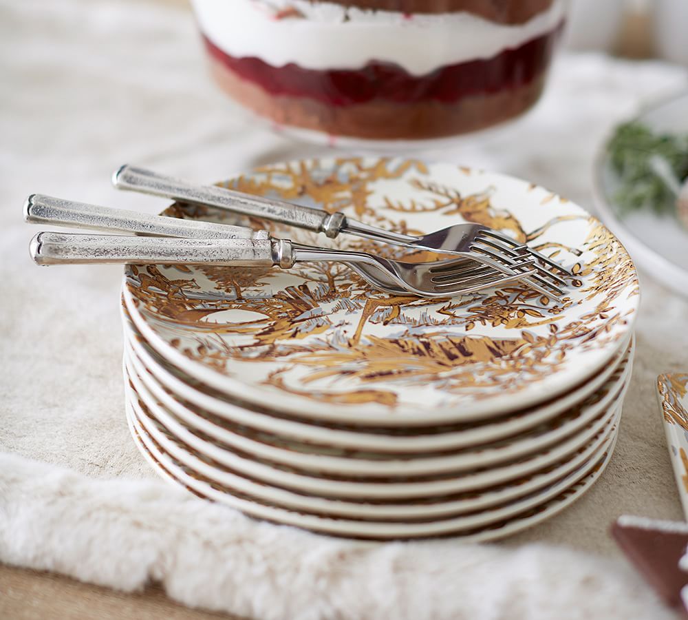 Alpine Toile Salad Plate, Set of 4 Gold Pottery Barn