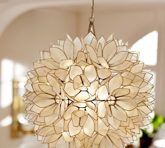 Capiz Pendant Pottery Barn - Lotus Flower Ceiling Light Large