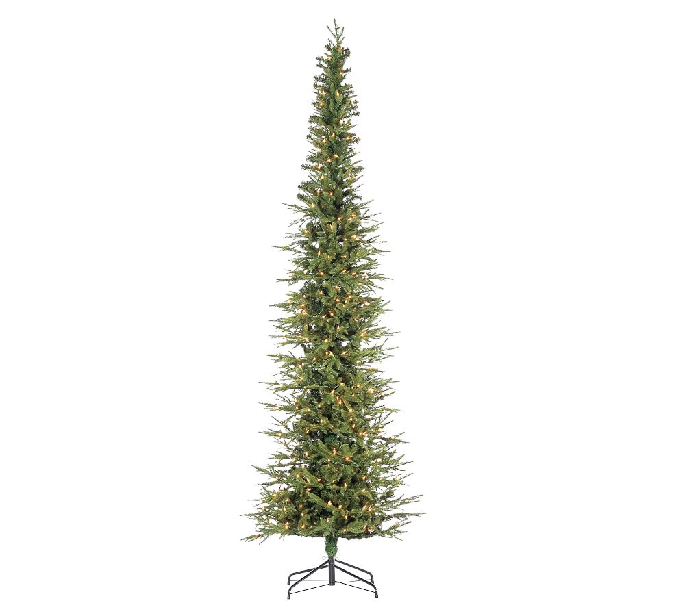 Pre-Lit Narrow Lincoln Pine Artificial Christmas Trees | Pottery Barn