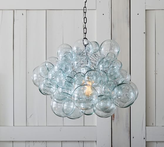 Ramona Recycled Glass Chandelier, Bubble Glass Chandelier Globes