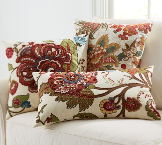 Riley Fl Embroidered Decorative, Pottery Barn Outdoor Pillow Covers