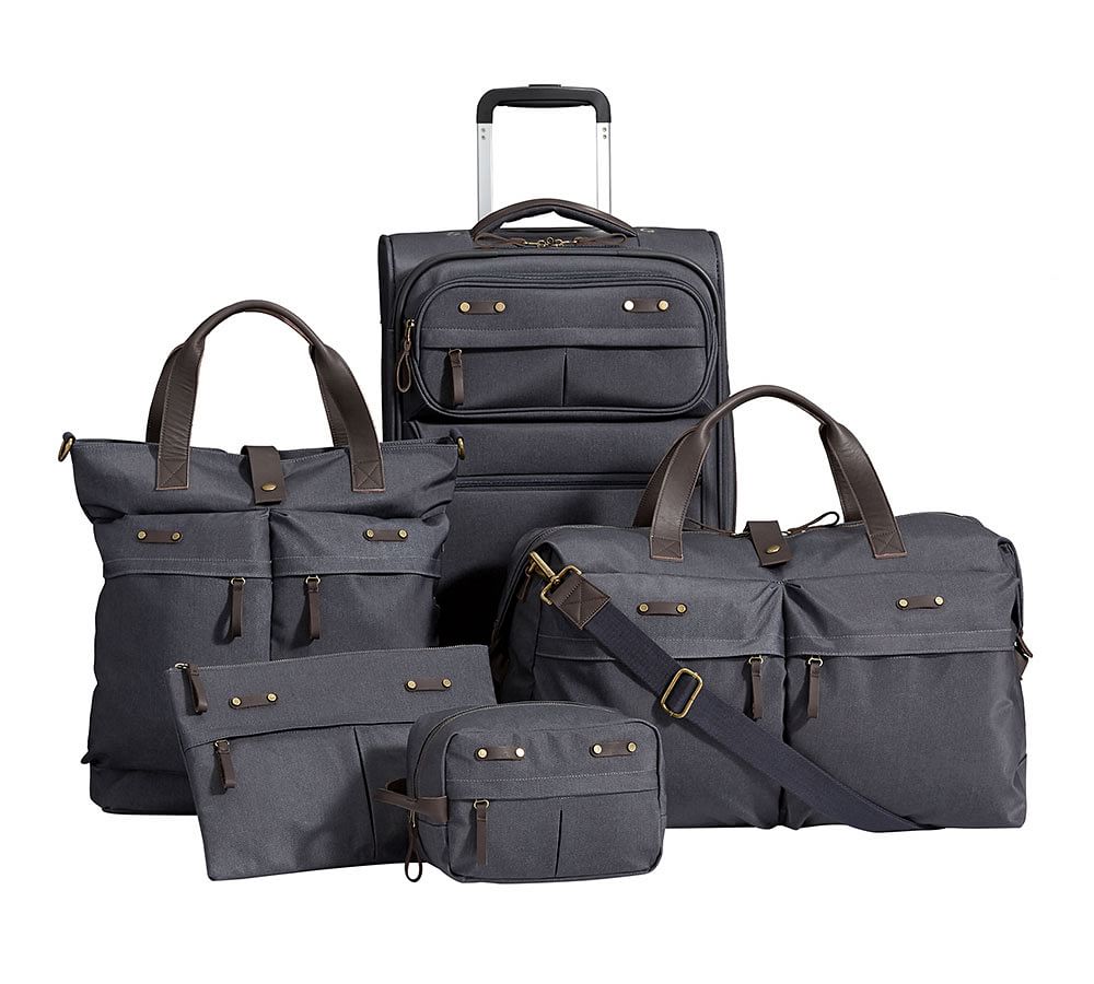 Jasper Blue Canvas Wheeled Luggage Pottery Barn
