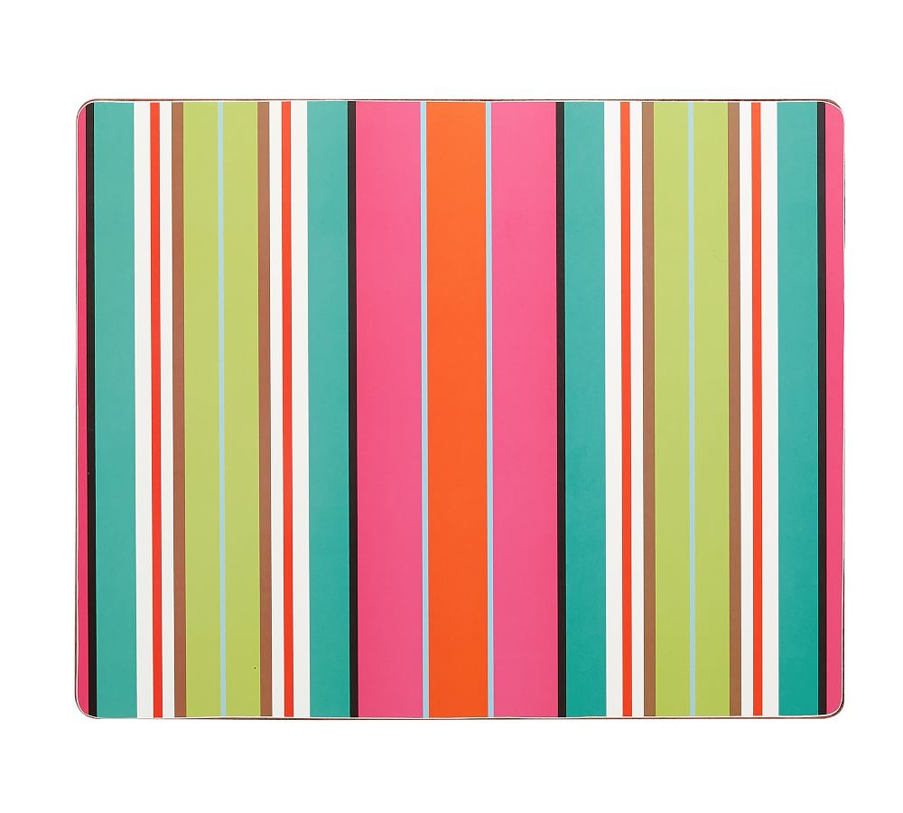 Espadrille Striped Cork Placemat, Set of 4 Pink Pottery Barn