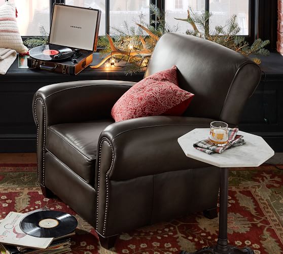 Manhattan Leather Armchair Pottery Barn, Gray Leather Chairs For Living Room