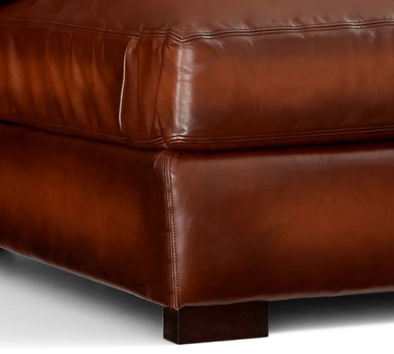 Turner Leather Ottoman Pottery Barn, Saddle Leather Chair And Ottoman