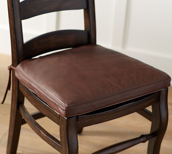 Classic Leather Dining Chair Cushion Pottery Barn - Faux Leather Dining Chair Cushion Seat Pad