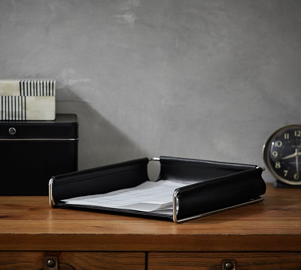 Drake Leather Paper Tray Pottery Barn