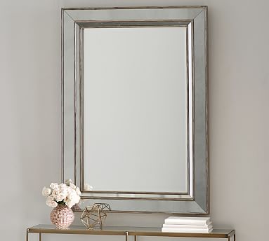 Marlena Antiqued Glass Frame Wall, Pottery Barn Mirrors White Frame