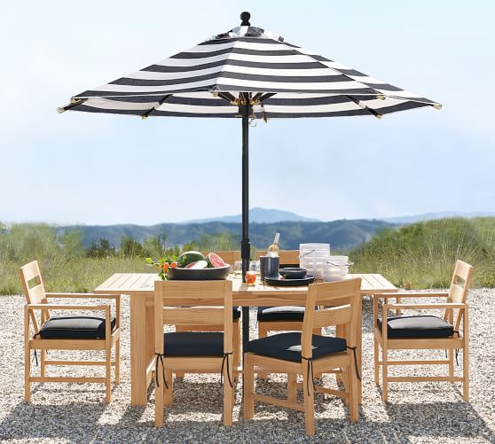 Piped Outdoor Dining Chair Cushion, Black And White Dining Room Chair Cushions