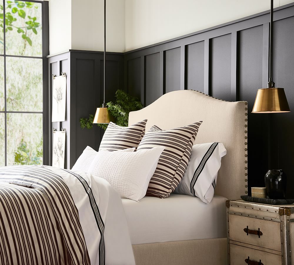 Raleigh Curved Upholstered Headboard Pottery Barn