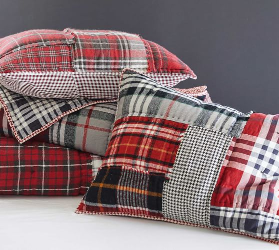 Pottery Barn Pearson plaid patchwork KING sham CHRISTMAS holiday qty available 