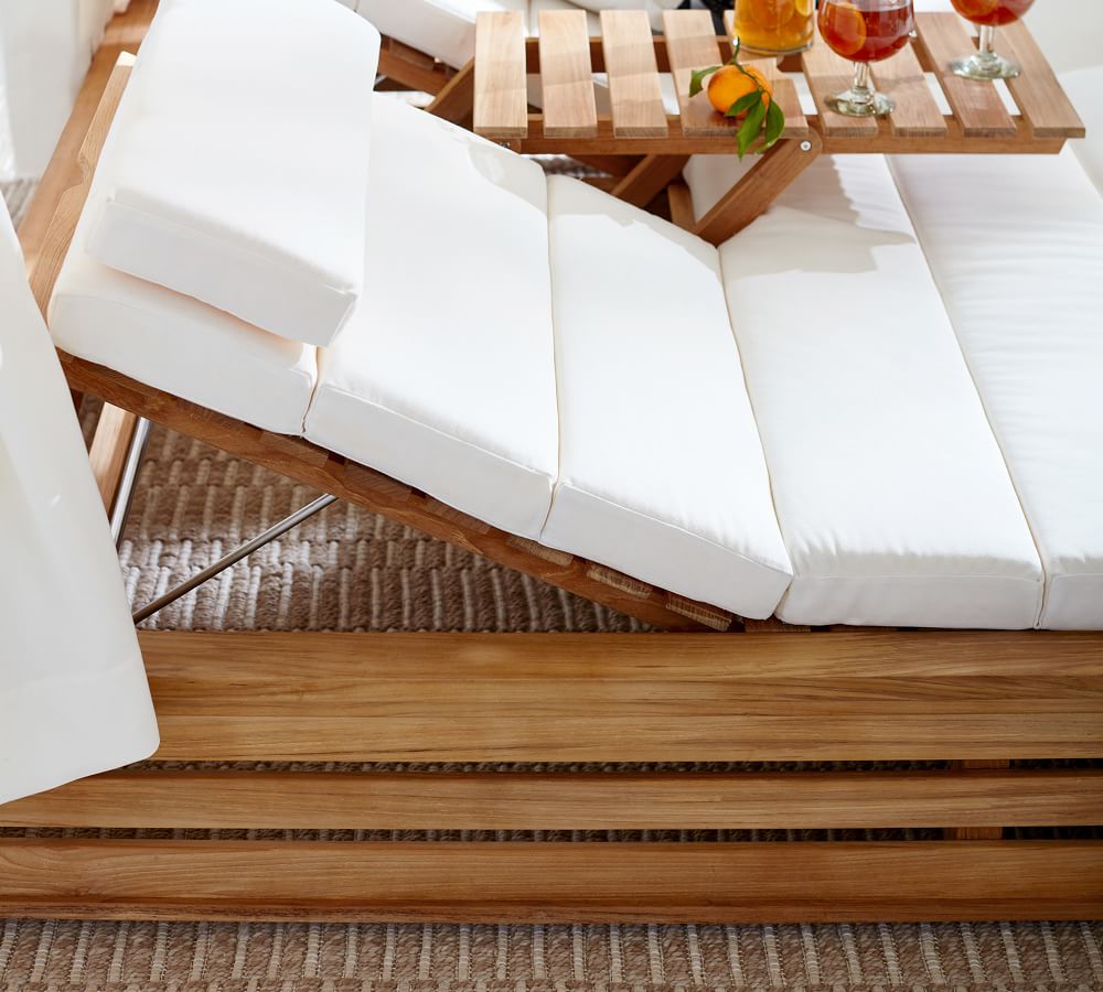 Madera Teak Daybed Double Outdoor Chaise Lounge with Canopy Pottery Barn