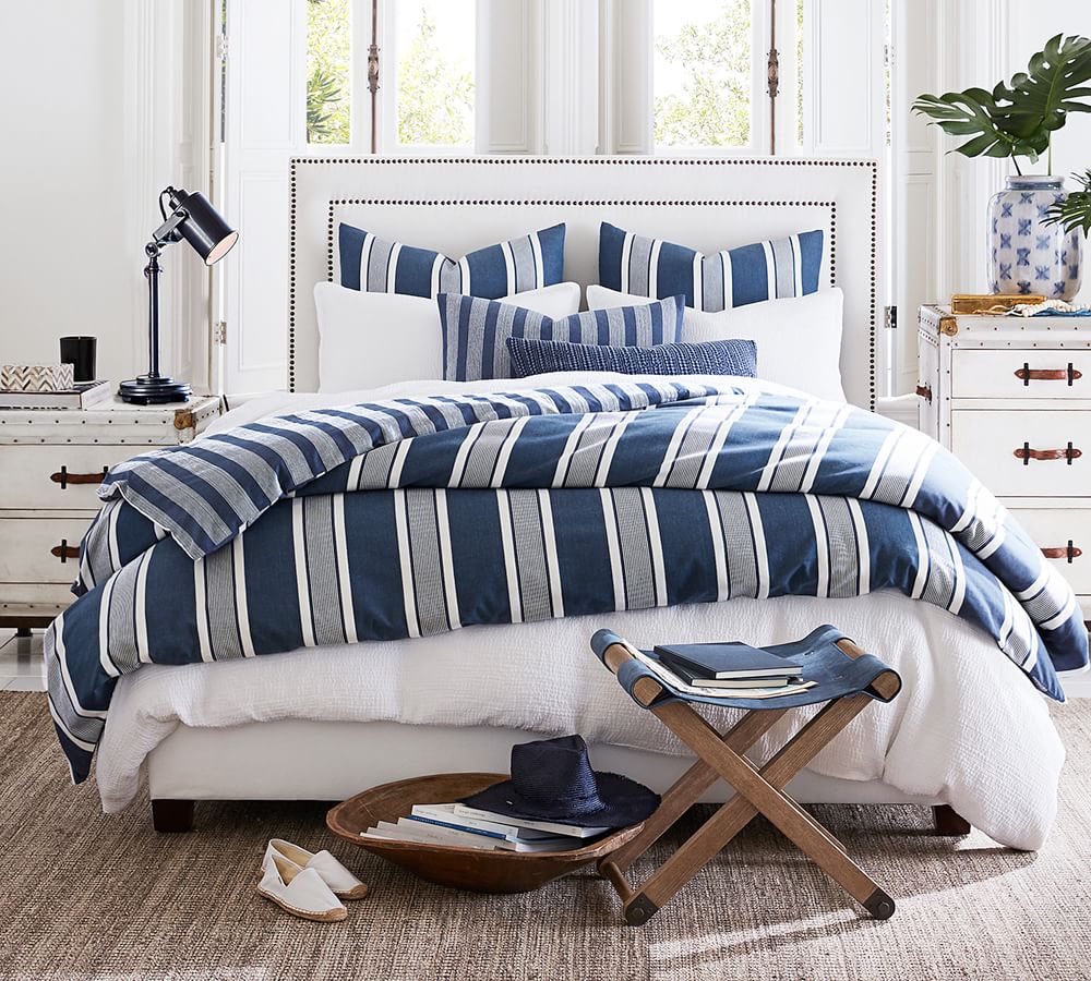 Cade Reversible Stripe Cotton Patterned Duvet Cover & Sham | Pottery Barn