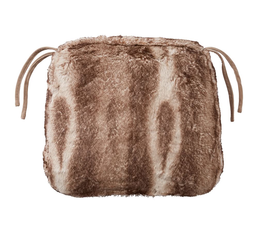 PB Classic Faux Fur Wooden Dining Chair Cushion Pottery Barn