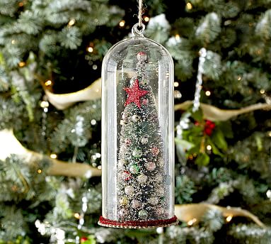 Pottery Barn Glass Tree Mini Ornament Holder Small or Medium Christmas  NWOT 