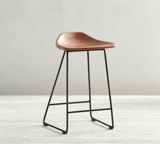 Brenner Leather Bar Counter Stool, Pottery Barn Bar Stools Leather
