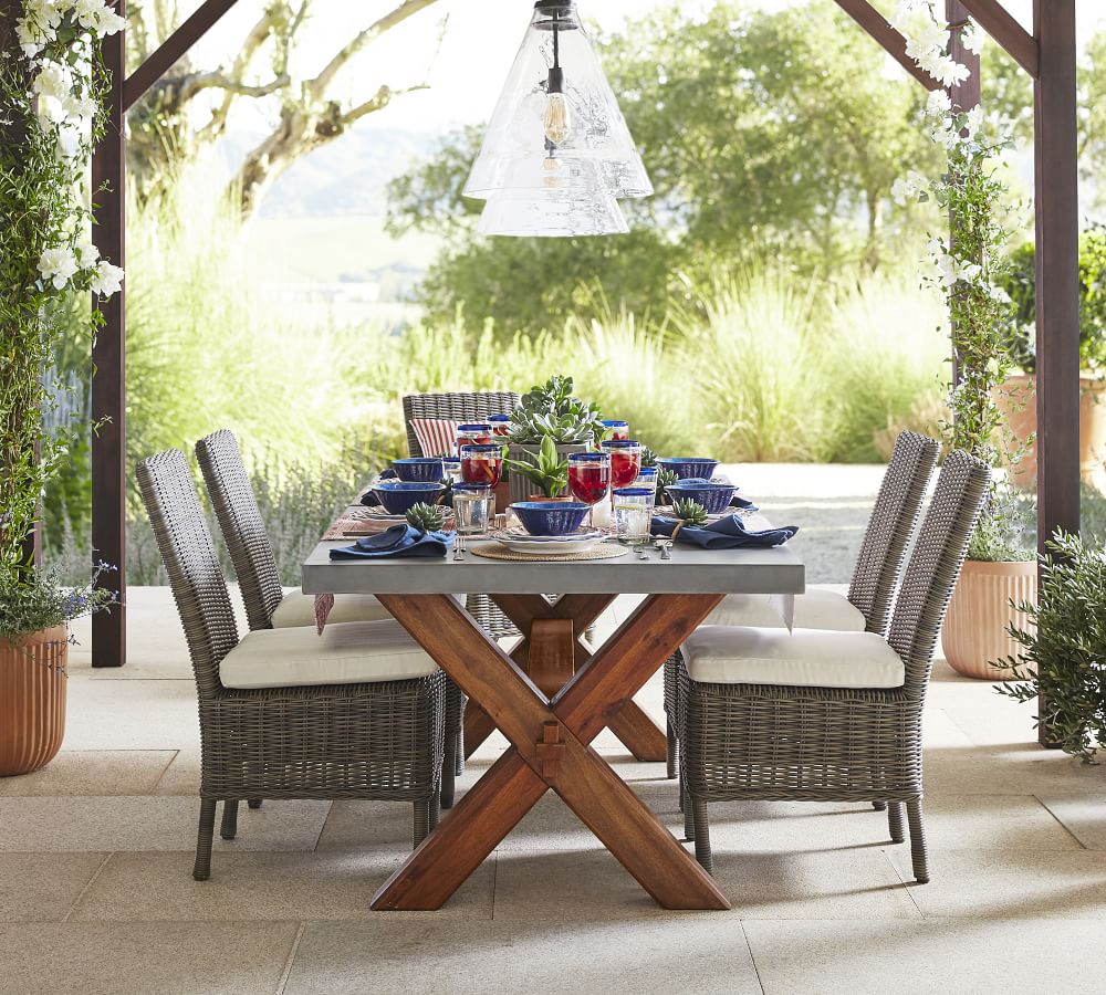 Abbott Concrete & FSC® Acacia Brown XBase Dining Table + Torrey All