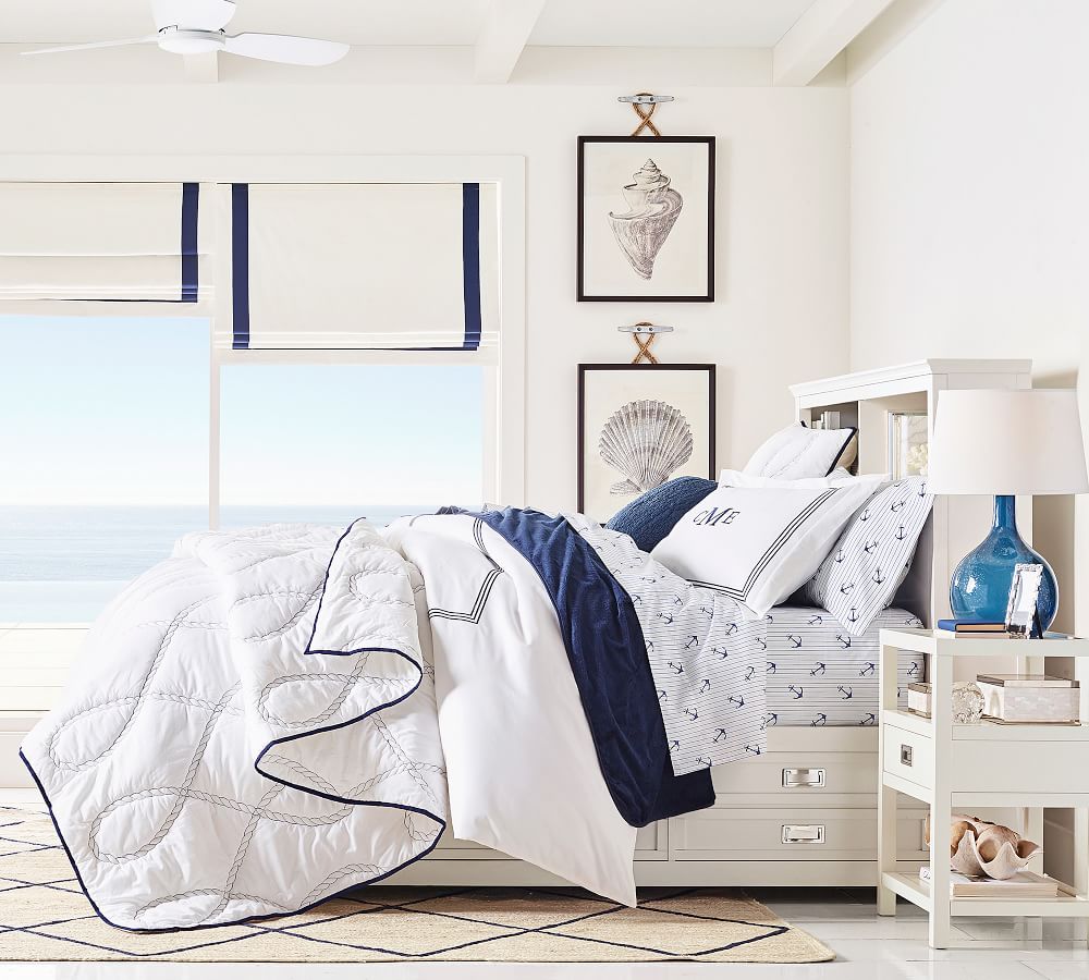 Grosgrain Ribbon Cordless Roman Blackout Shade Pottery Barn