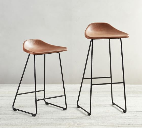 Brenner Leather Bar Counter Stool, Brown Leather Bar Stools No Back