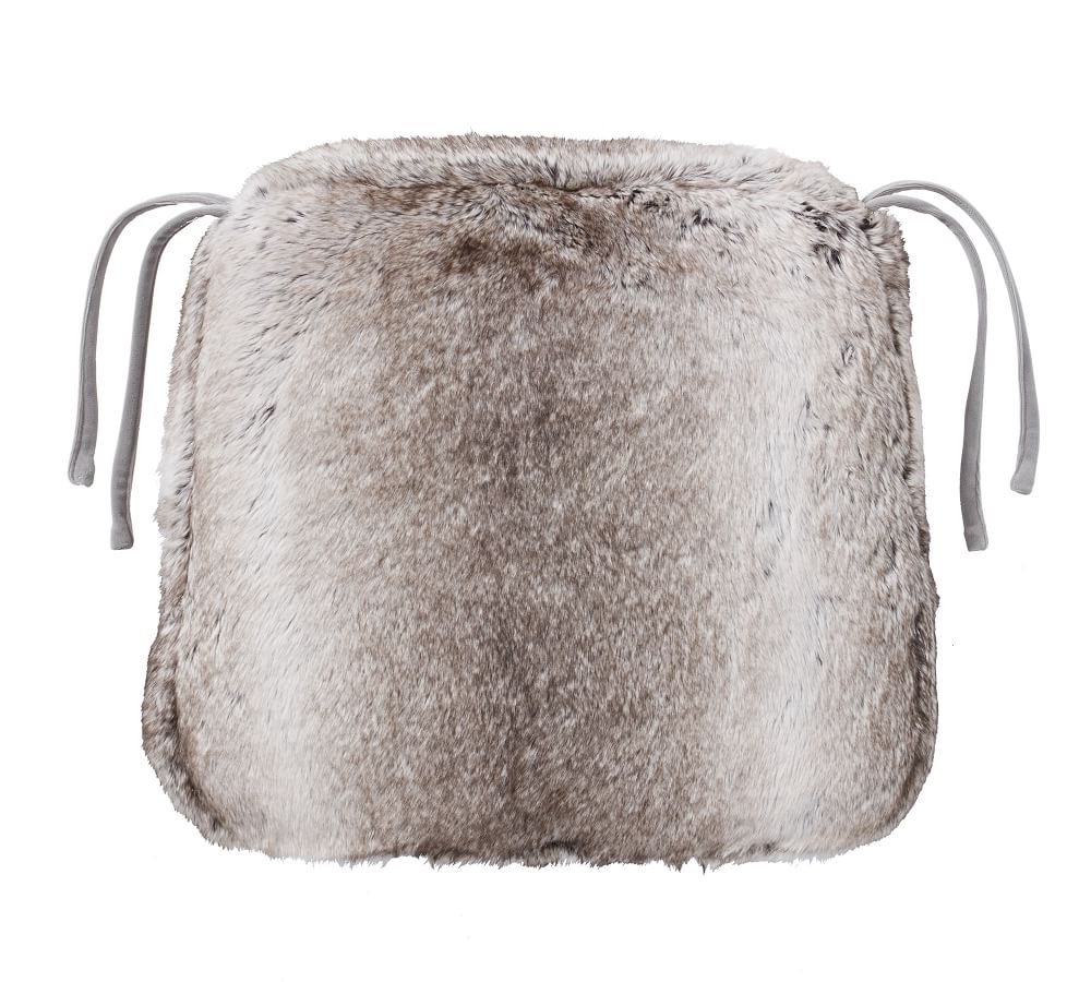 PB Classic Faux Fur Wooden Dining Chair Cushion Pottery Barn