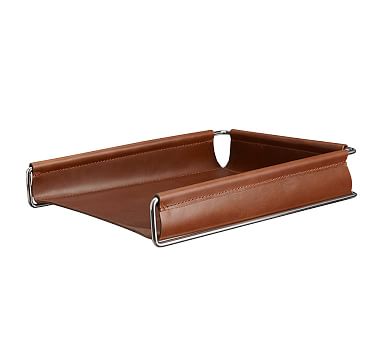 Drake Leather Paper Tray Pottery Barn, Leather Letter Tray With Lid