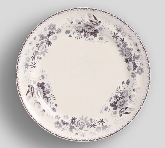 265mm Patterned Dinner Plate Porcelain Kitchen Plates White & Blue Flower 