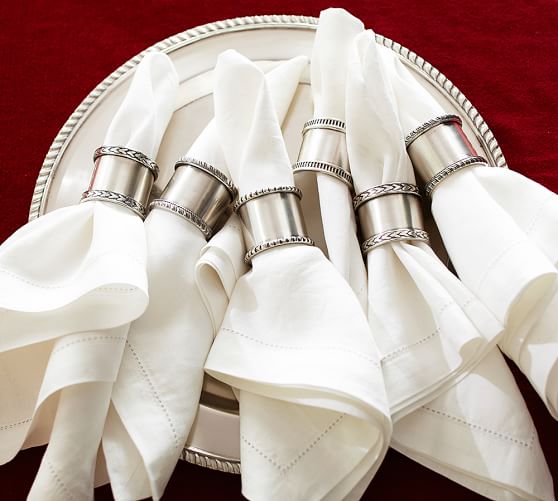 Pottery Barn Silver Coil Band Napkin Rings  Set of 6 