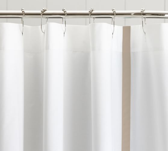Morgan Banded Organic Shower Curtain, Pottery Barn White Linen Shower Curtain