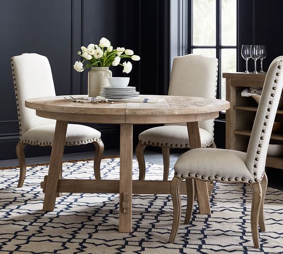 Toscana Round Extending Dining Table, Small Extending Dining Room Table And Chairs