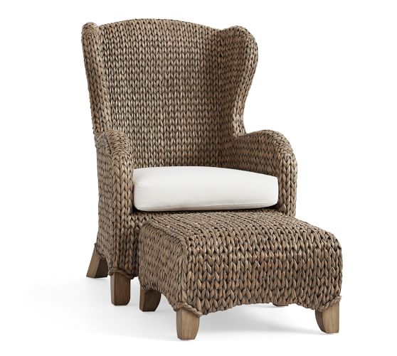 Seagrass Wingback Chair Pottery Barn, Outdoor Wicker Wingback Chairs