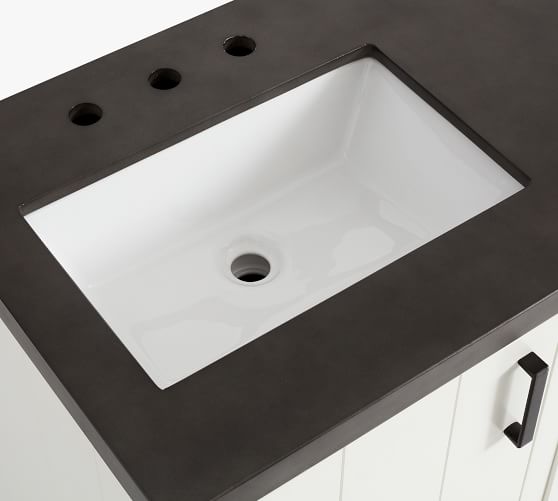 Austen 60 Concrete Top Double Sink, 60 White Vanity Top Double Sink
