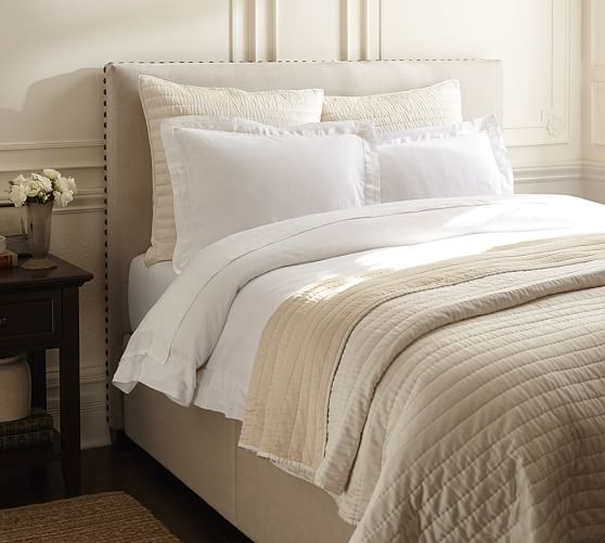 Raleigh Square Upholstered Tall Storage, Pottery Barn Storage Bed No Headboard