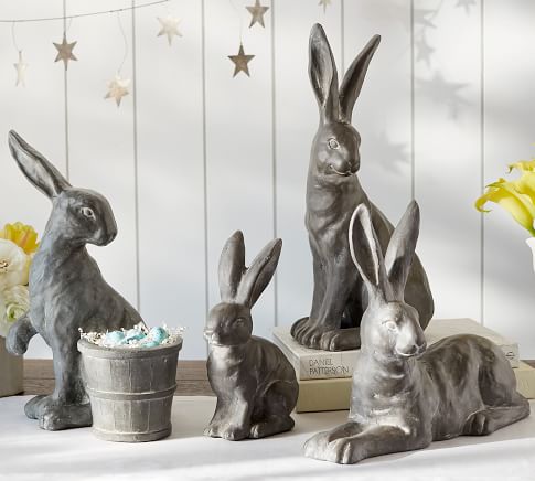 New Pottery Barn Garden Bunny Ceramic Large Medium And Small Easter Bunny 
