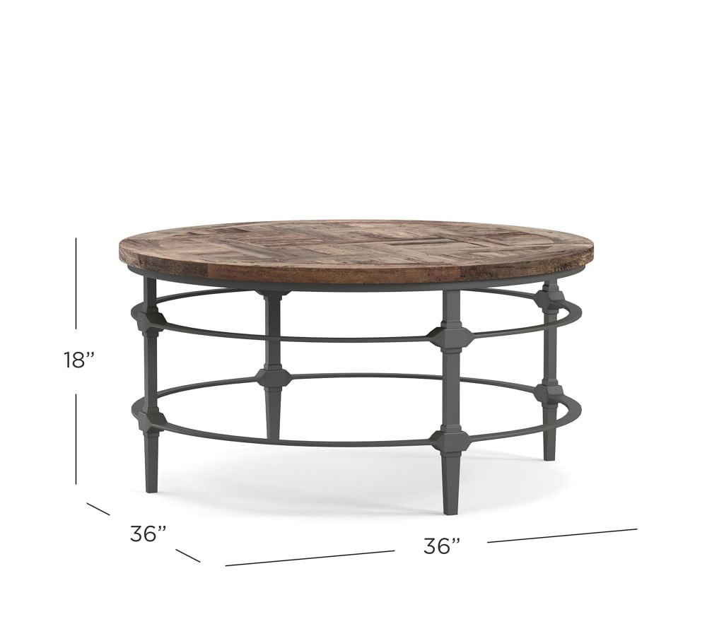 Parquet 36" Round Reclaimed Wood Coffee Table Pottery Barn