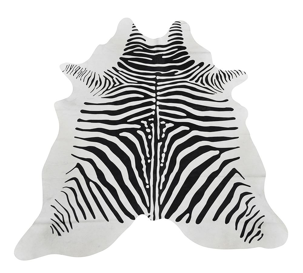 7' X 6' PROMO Standard Zebra Print Brazil Cow Hide Rug Zebra Cowhide Rug Size 