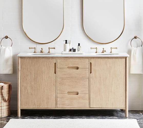 Double Sink Vanity Pottery Barn, Minimum Bathroom Size For Double Vanity
