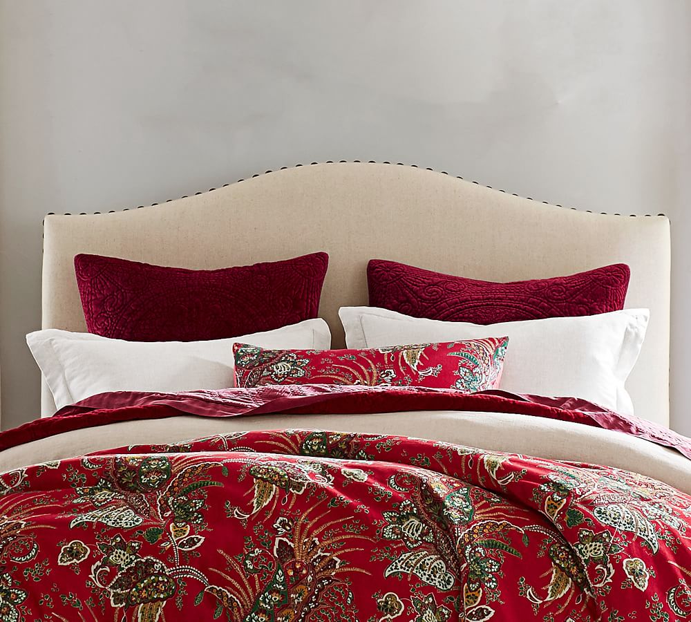 Raleigh Curved Upholstered Low Headboard Pottery Barn