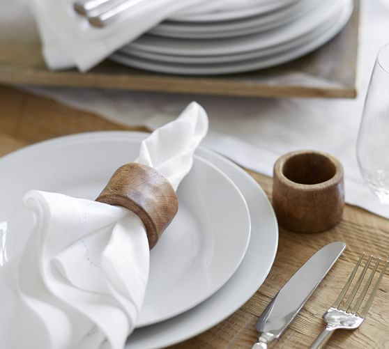 NEW SET OF 4 WOODEN WOOD NAPKIN RINGS TABLE LINEN HOLDER DINING PATCHWORK 