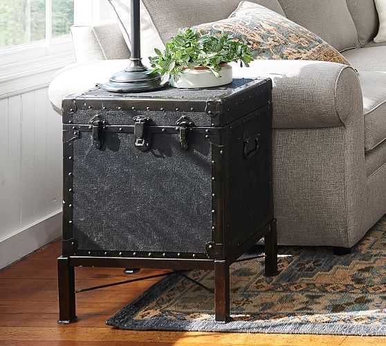 Ludlow 18 5 Trunk End Table Pottery Barn, Reclaimed Wood Black Side Table Philippines