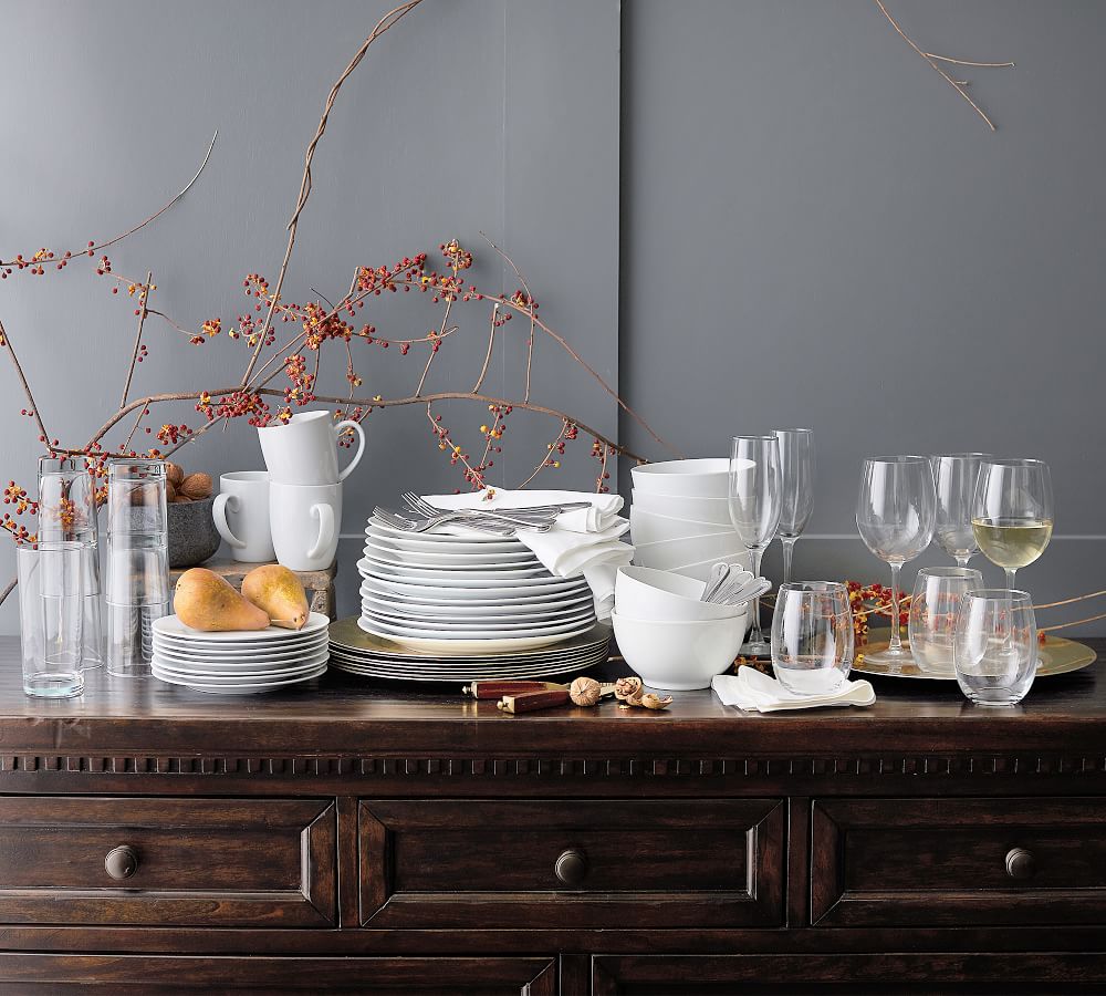 Caterer's Box Porcelain Dinner Plates Set of 12 Pottery Barn