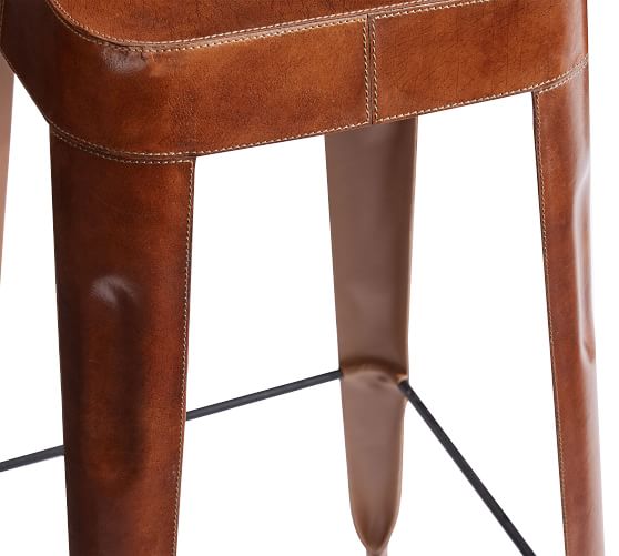 Rhodes Leather Bar Counter Stools, Pottery Barn Bar Stools Leather