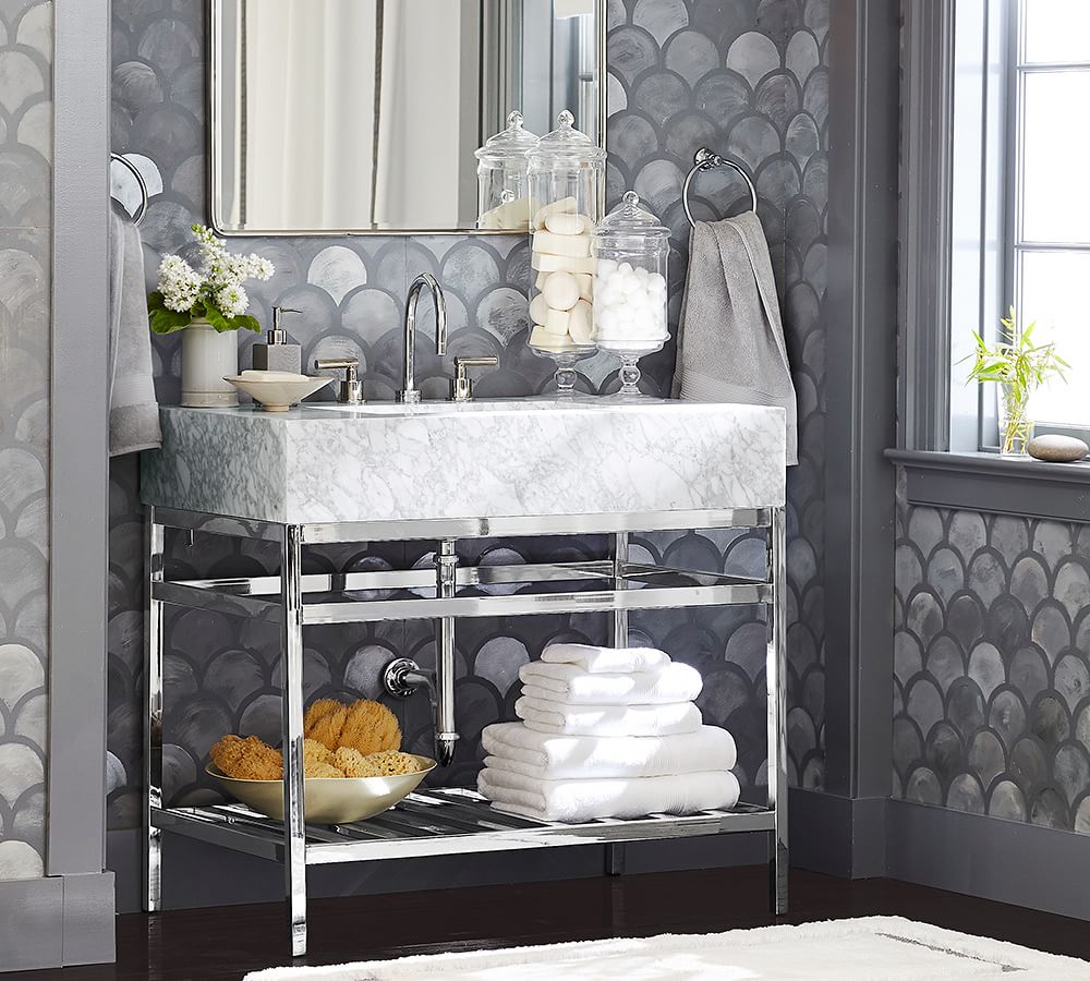 Tumbled Brass Clarence Apothecary Vanity, 36" Pottery Barn