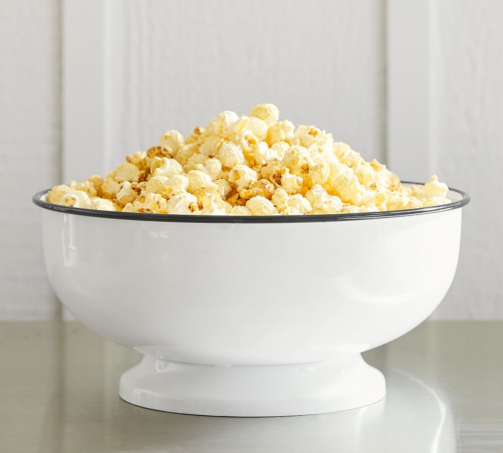 Handcrafted White Enamel Footed Serving Bowl Pottery Barn