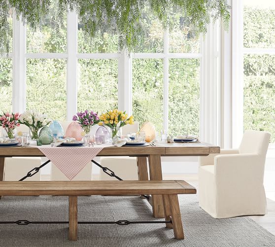 slipcovered dining armchair