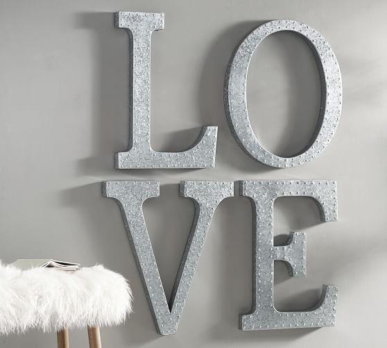 Hanging Galvanized Letters Wall Decor Pottery Barn - Metal Wall Decor Letters