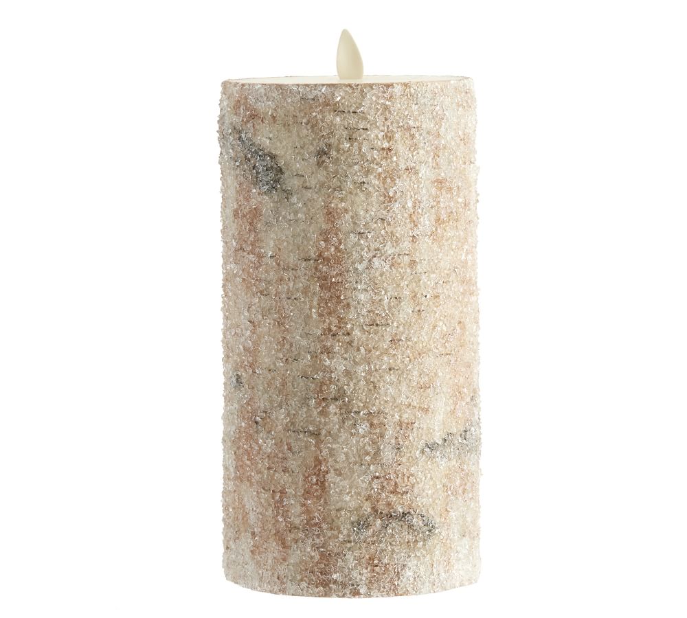 Premium Flickering Flameless Wax Pillar Candles Sugared Birch