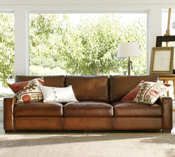 Turner Square Arm Leather Sofa, Pottery Barn Leather Furniture Reviews