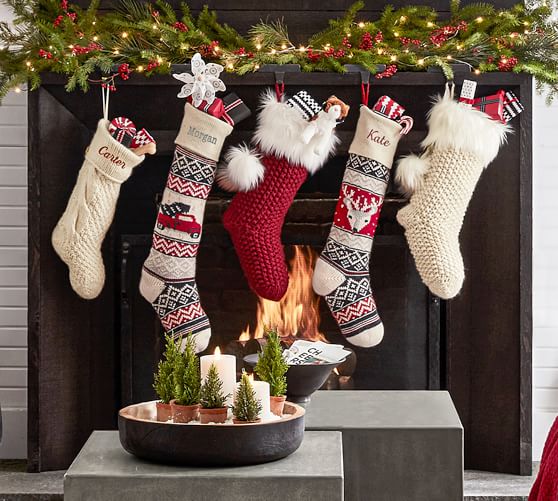 POTTERY BARN KIDS CLASSIC FAIR ISLE STOCKING RACCOON 27" #1413 