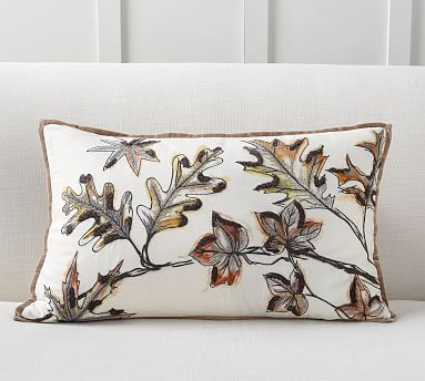 Details about   POTTERY BARN LINEN COTTON RED GOLD FLORAL LEAVES PILLOW COVER 20" 