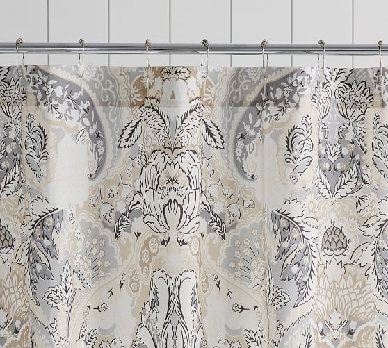 Celeste Cotton Shower Curtain Pottery, Images Of Neutral Shower Curtains